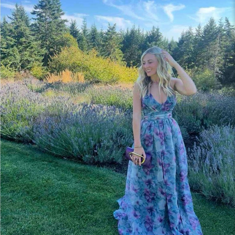 Lulu's Blue and Purple Floral Maxi Dress